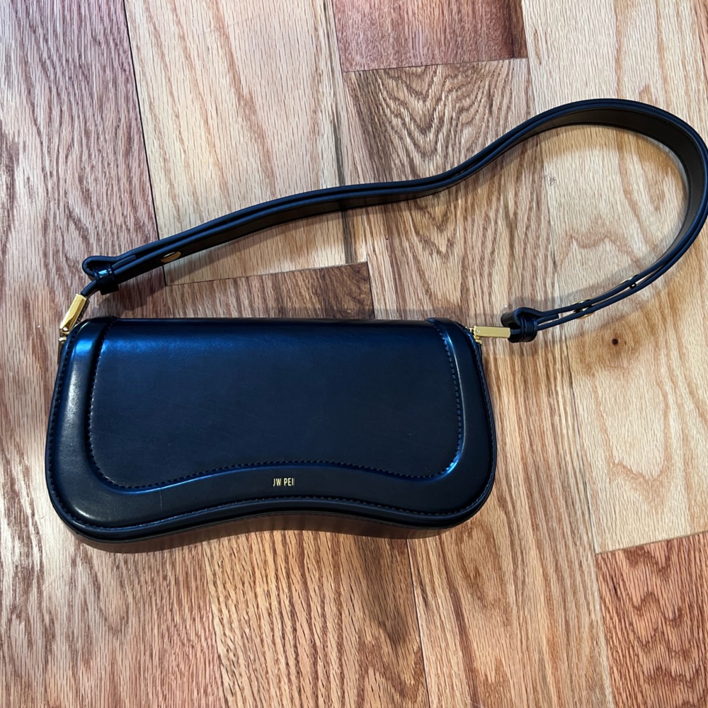 Black Vegan Leather Shoulder Bag
